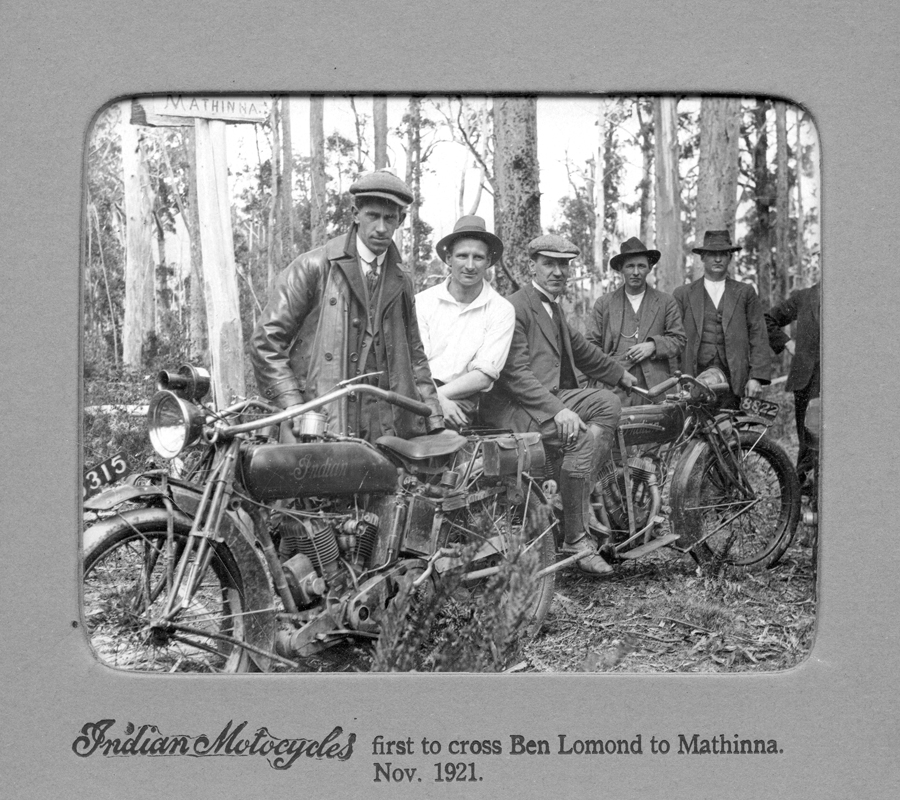 HJ King and members of the Tasmanian Motor Cycle Club