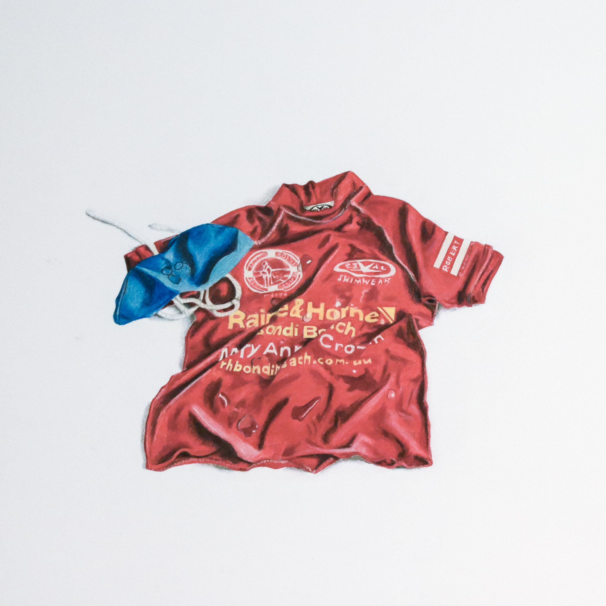 'Rashie', a pencil drawing of a child's rasher vest by ArtRage 2024 artist Rory Dick