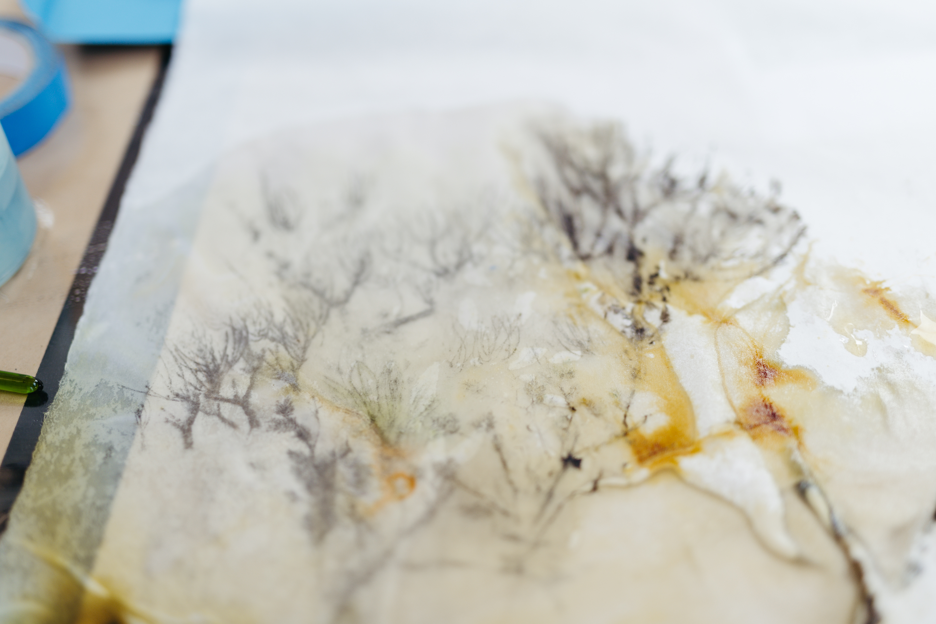 Close up of a new artwork by Cheryl Rose