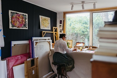 RISE artist Joanna Pinkiewicz works in her Lulworth studio